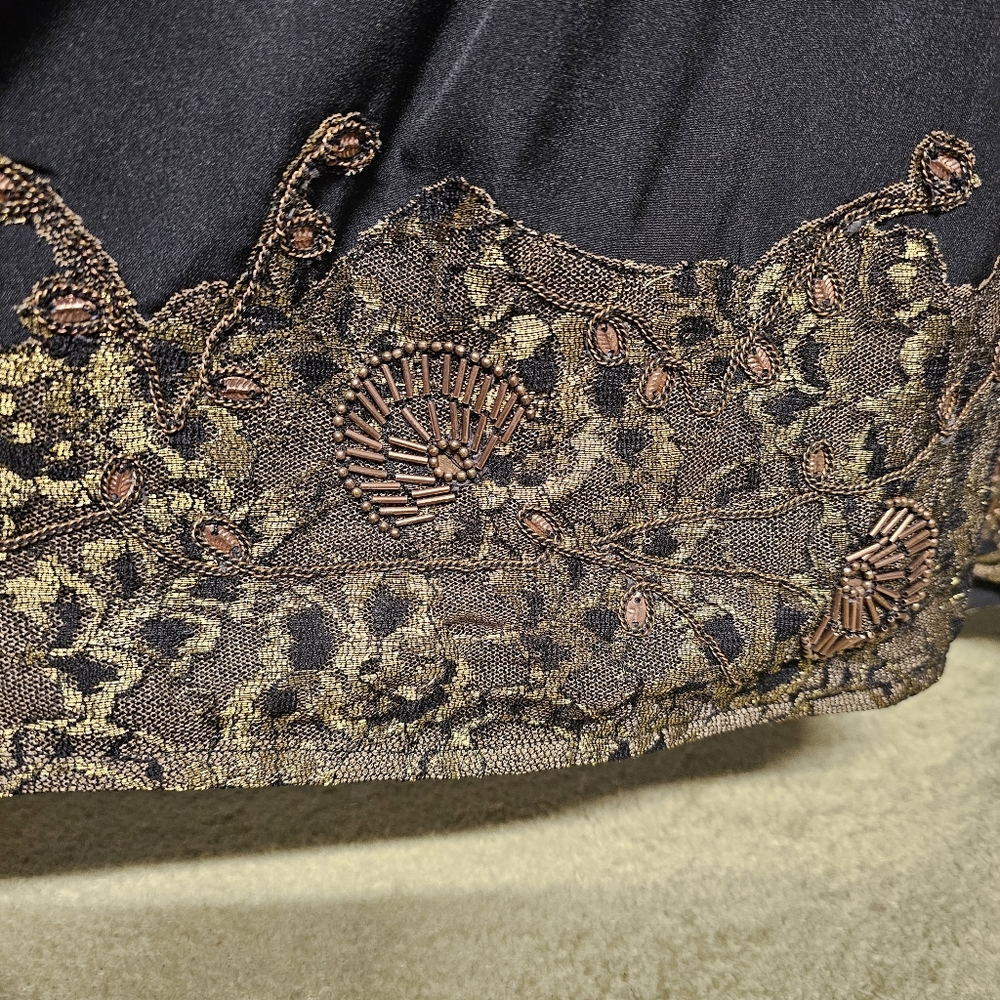 Free People Black & Gold Sequin Embroidered Lace Halter Style Mini Dress XS - Picture 3 of 15
